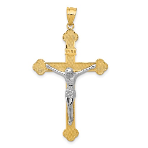 14k Two-tone Gold INRI Crucifix Pendant 1 5/8in