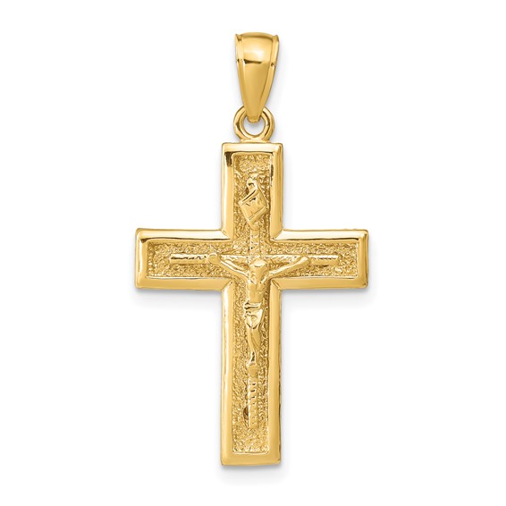 14kt Yellow Gold 1in Polished Crucifix Cross