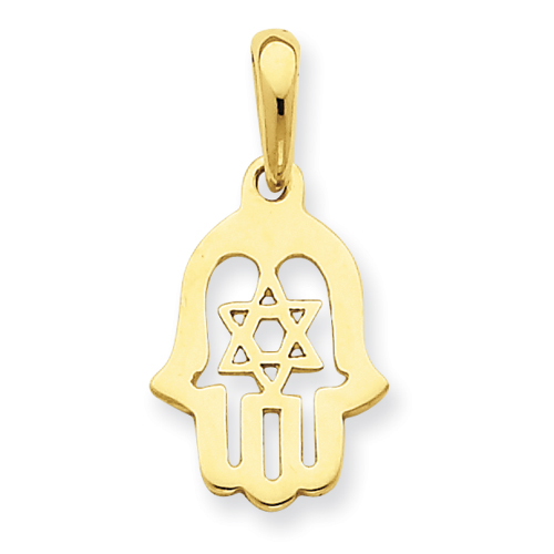14k Yellow Gold 5/8in Star of David Chamseh Pendant