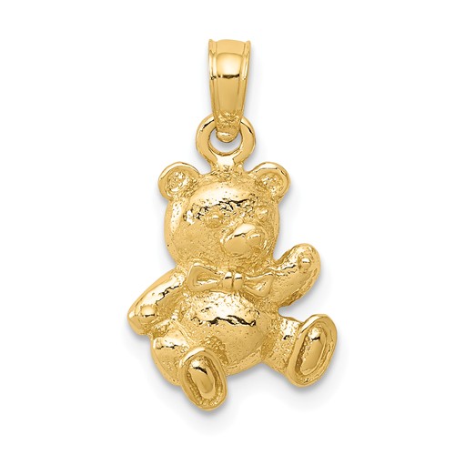 14k Yellow Gold Teddy Bear Charm 1/2in