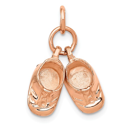 14k Rose Gold 3D Baby Shoes Charm D1729 | Joy Jewelers