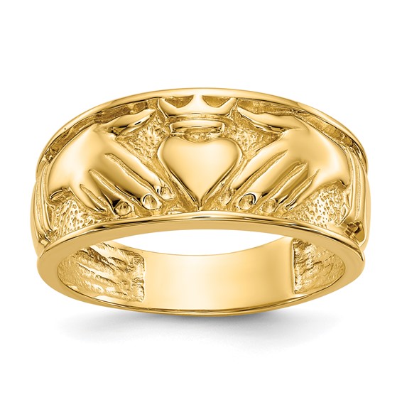 14kt Yellow Gold 11mm Men's Claddagh Wedding Band