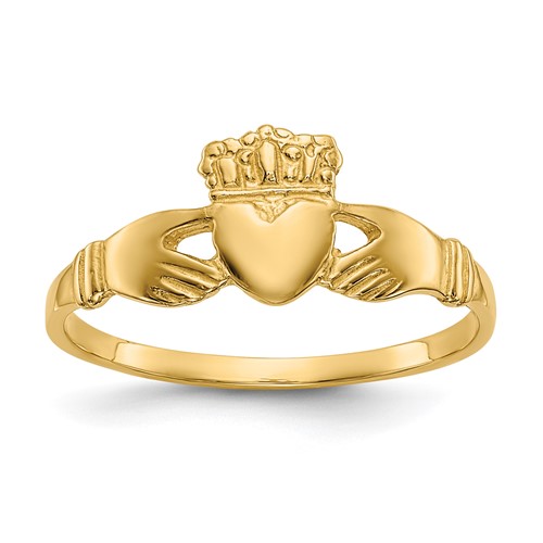 14k Yellow Gold Slender Claddagh Ring