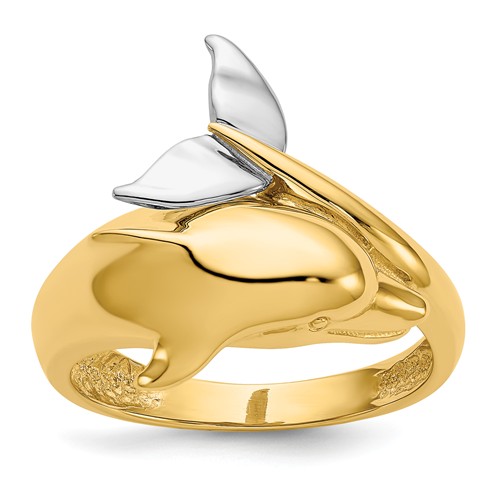 14k Two-tone Gold Dolphin Ring
