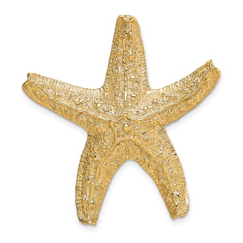 14k Yellow Gold Starfish Slide Pendant with Curled Arms 1.5in