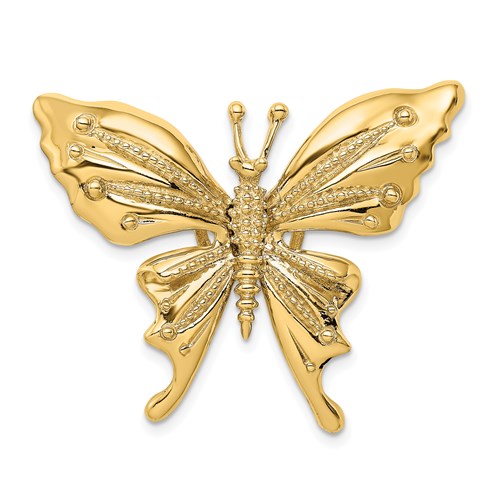 14k Yellow Gold Beaded Butterfly Slide 1in