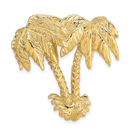 14k Yellow Gold Two Palm Trees Slide Pendant 1.25in