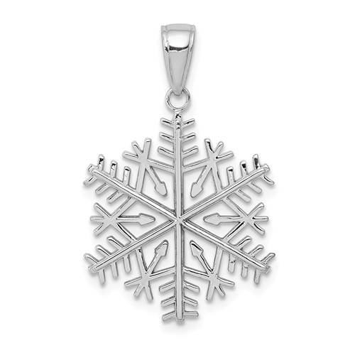 14k White Gold Snowflake Pendant 3/4in