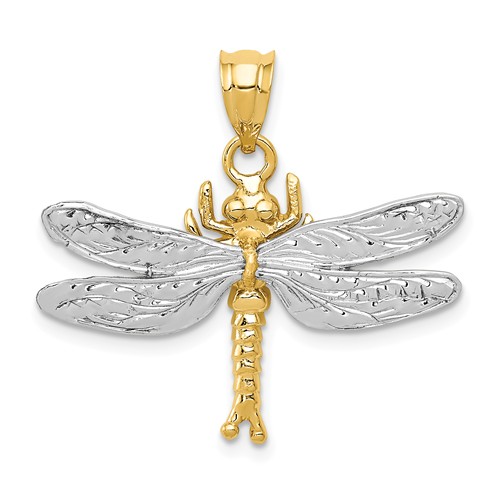 14k Two-tone Gold Dragonfly Pendant 3/4in D294 | Joy Jewelers