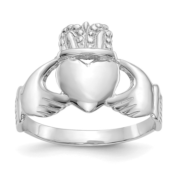 14kt White Gold Claddagh Ring with Open Back