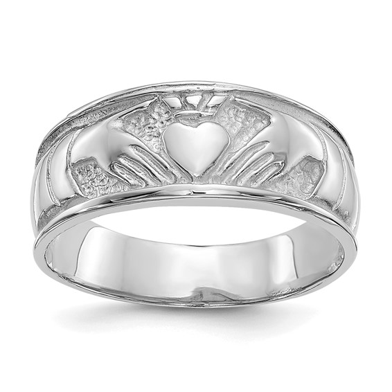 14kt White Gold 7mm Ladies' Claddagh Band