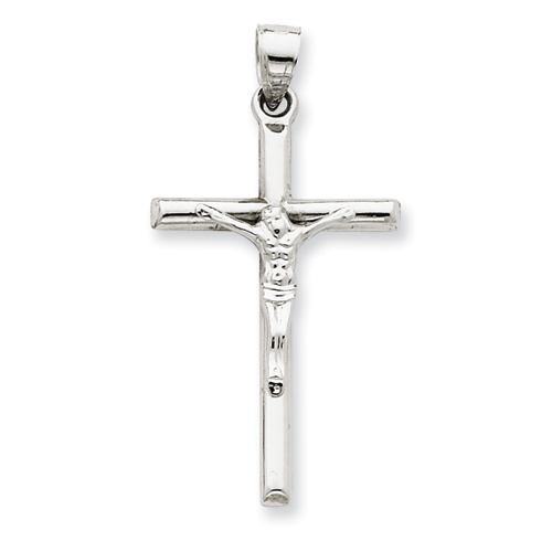 14kt White Gold 1 1/8in Hollow Crucifix Pendant