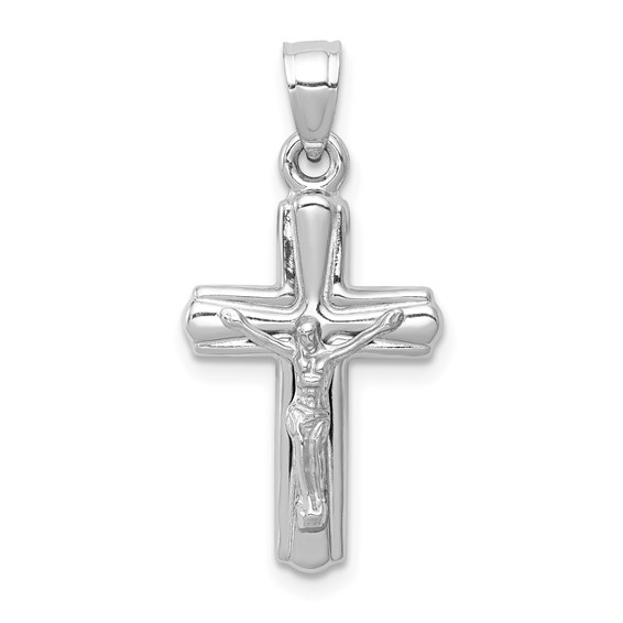 14kt White Gold 3/4in Reversible Crucifix Cross Pendant