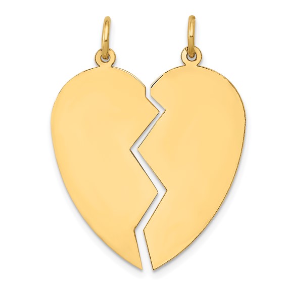 14kt Yellow Gold 1in Two Piece Heart Pendant