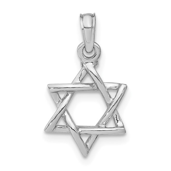 14k White Gold 1/2in 3-D Star of David Pendant