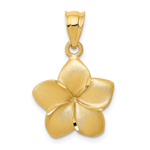 14k Yellow Gold Plumeria Pendant 5/8in