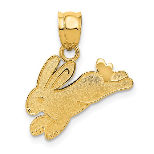 14k Yellow Gold Dashing Rabbit Pendant 1/2in