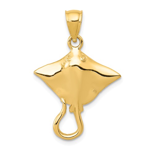 14k Yellow Gold Stingray Pendant 3/4in