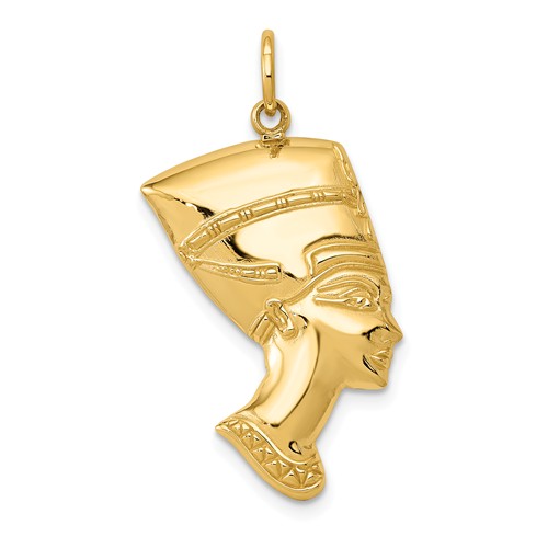 14k Yellow Gold Queen Nefertiti Pendant 1in