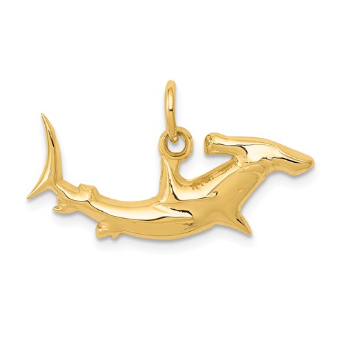 14k Yellow Gold Hammerhead Shark Pendant