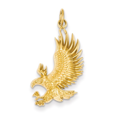 14k Yellow Gold American Bald Eagle Pendant 1in
