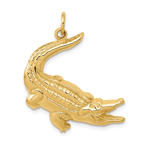 14k Yellow Gold Alligator Pendant 1in