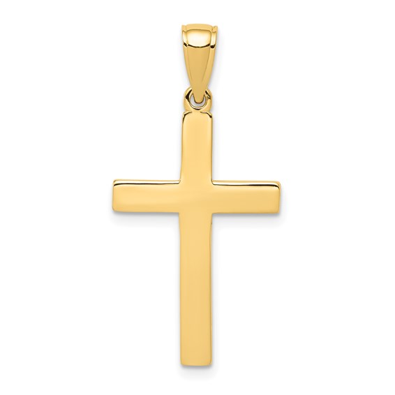 14k Yellow Gold Simple Latin Cross Pendant 1in