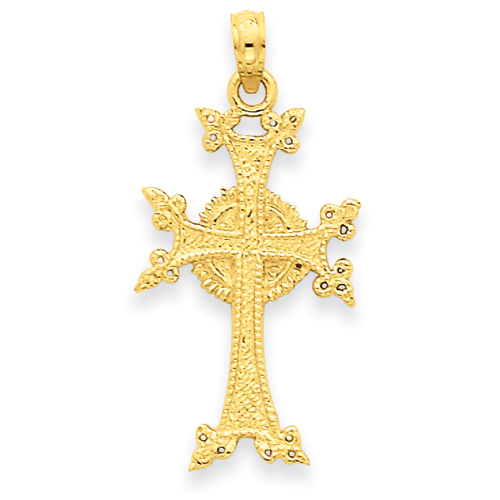 14k Yellow Gold 1in Armenian Cross Pendant
