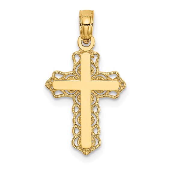 14kt Yellow Gold 7/8in Budded Filigree Cross