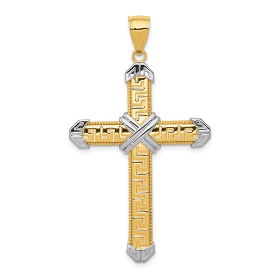 14kt Two-tone Gold 1 5/8in Wrapped Cross Pendant
