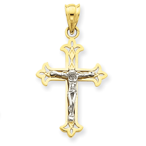 14kt Two-tone 15/16in Crucifix Pendant