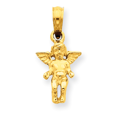 14k Yellow Gold 1/2in Small Guardian Angel Pendant