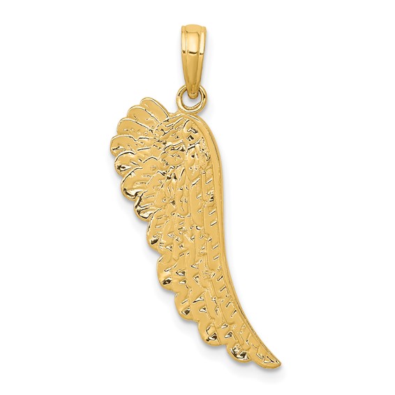 14k Yellow Gold 1in Angel Wing Pendant
