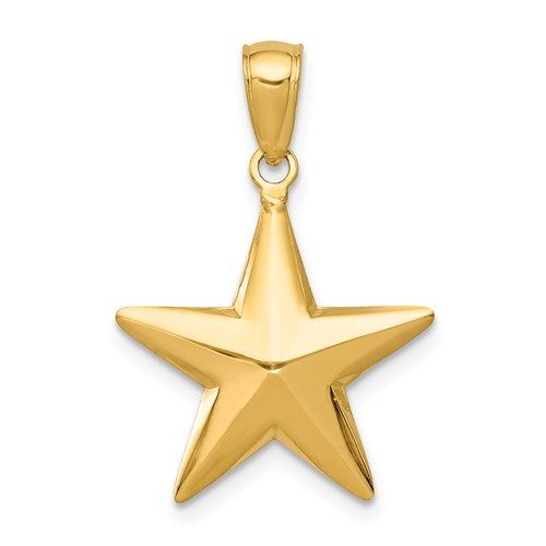 14k Yellow Gold 3-D Star Pendant 5/8in