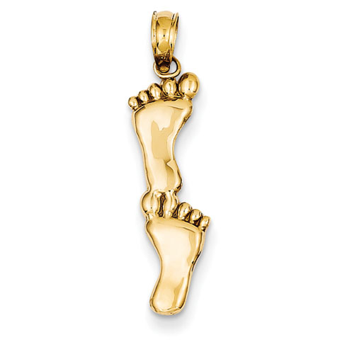 14kt 7/8in Polished Feet Pendant