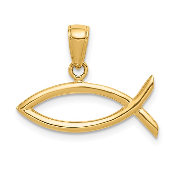 14k Yellow Gold 3/8in Ichthus Fish Pendant