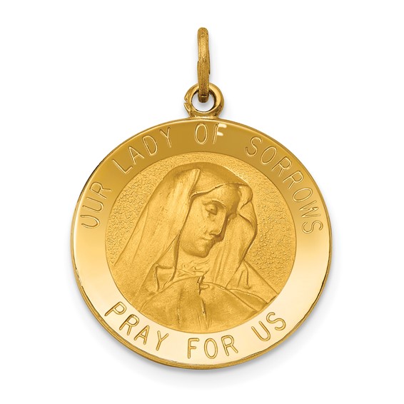 Our Lady of Sorrows Medal Pendant 11/16in 14k Yellow Gold
