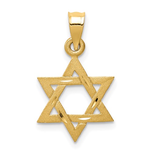 14k Yellow Gold 9/16in Satin Star of David Charm