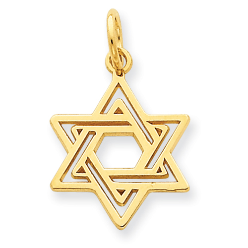 14k Yellow Gold Star of David Charm with Cut-out Design 5/8in