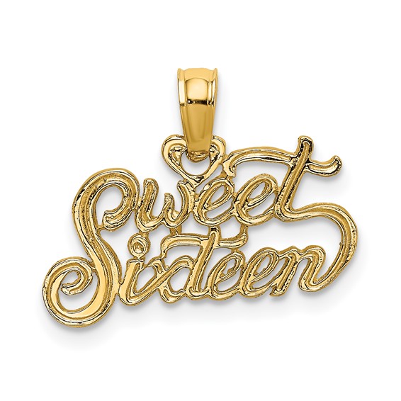 14kt Yellow Gold Sweet Sixteen Script Charm