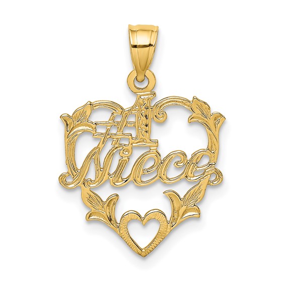 14k Yellow Gold #1 Niece in Heart Pendant