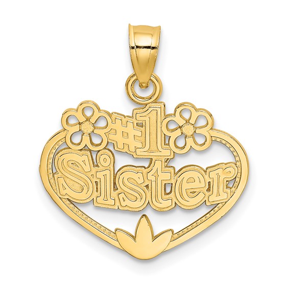 14k Yellow Gold #1 Sister in Heart Pendant