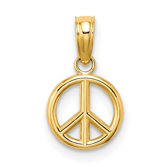 14k Yellow Gold 1/4in Peace Symbol Charm