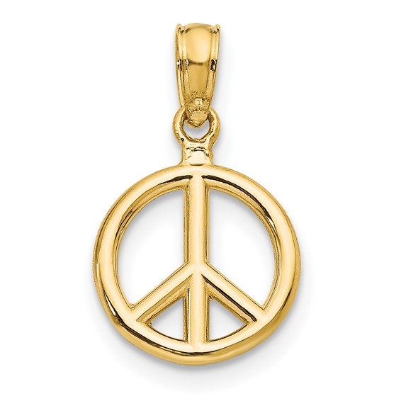 14k Yellow Gold 3/8in Peace Symbol Pendant