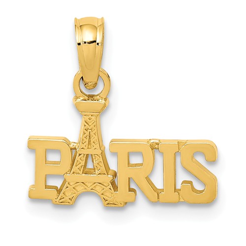 14k Yellow Gold Paris With Eiffel Tower Pendant