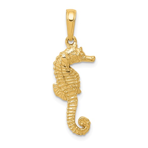 14k Yellow Gold Seahorse Pendant 7/8in