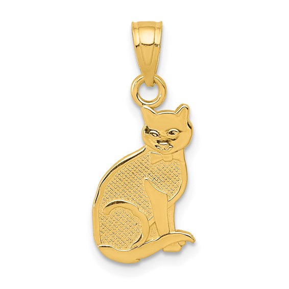 14kt Yellow Gold 5/8in I Heart My Cat Pendant