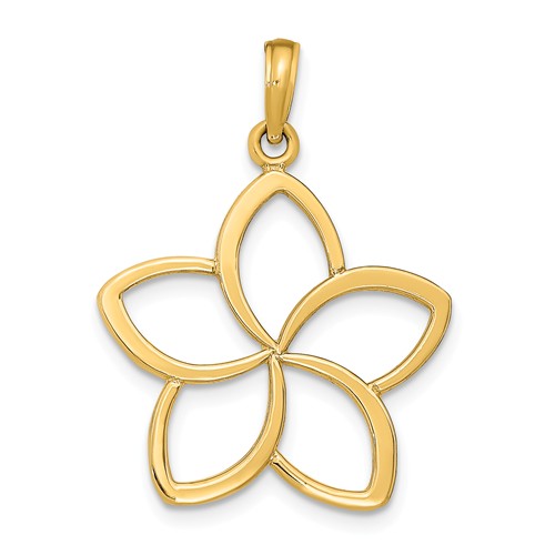 14k Yellow Gold Cut-out Flower Pendant 7/8in