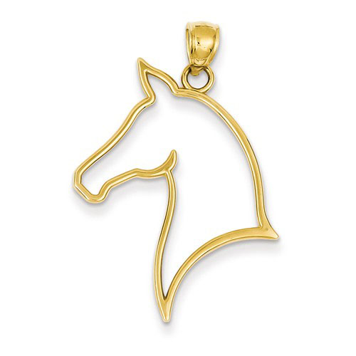 14kt Yellow Gold 1 1/4in Polished Outline Horse Pendant