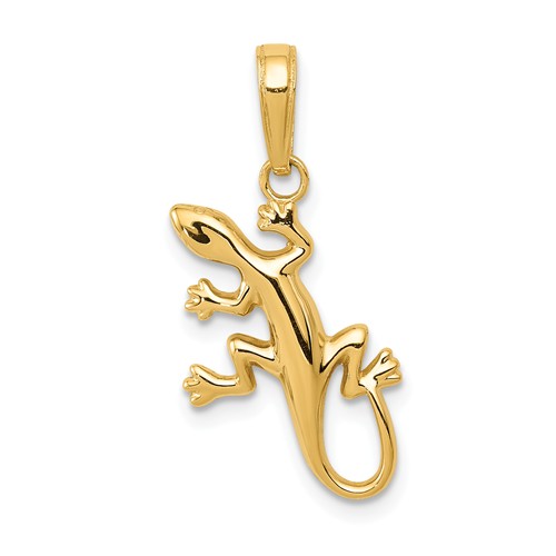14k Yellow Gold Gecko Pendant 5/8in